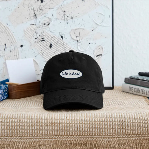 Life is dead. Signature Oval Blue Grateful Dead Stealie Dad Hat - black